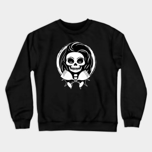 Wine Drinker Female Skull and Wine Glasses White Logo Crewneck Sweatshirt